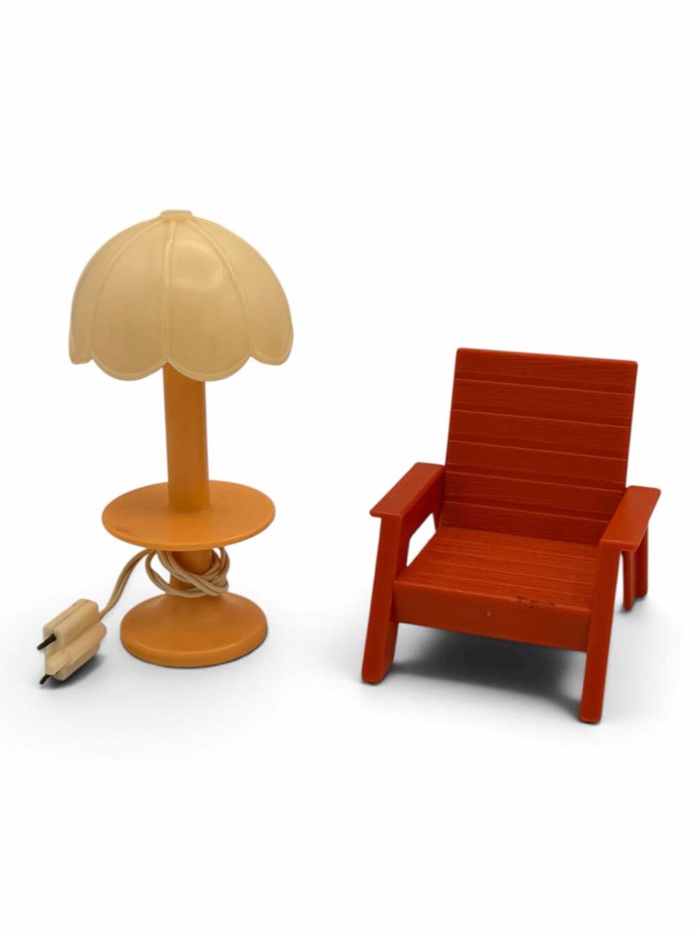 Vintage Fisher Price Miniature Dollhouse Lamp and Patio Chair